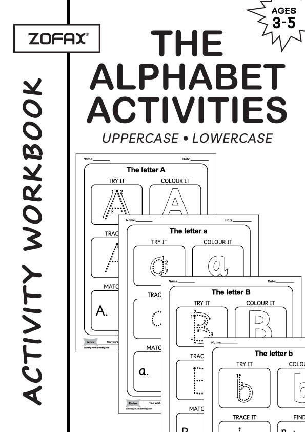 Alphabets Activities Colouring, Tracing, Find, Match and Write Pages for Preschool Printable Toddler Sheets, Homeschool Learning Handwriting Workbook