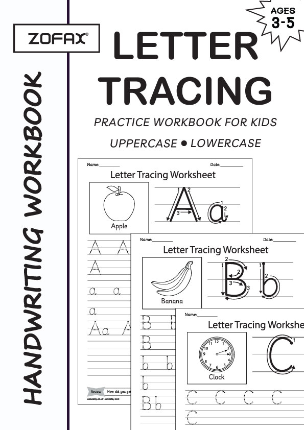 Uppercase and Lowercase 26 Printable Alphabet Letters Handwriting Worksheets A to Z, Kindergarten Activity Sheets for Kids, Toddlers Printable Worksheets