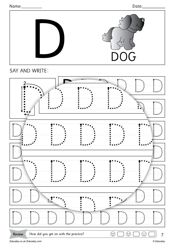 Printable A4 Size Uppercase Letters D Worksheet  Letter d worksheet,  Letters, Alphabet worksheets