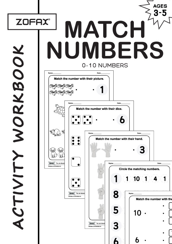 Counting and Matching Number Activity Workbook, Preschool Kindergarten Learning Maths Number Worksheets, Homeschool Activity Book